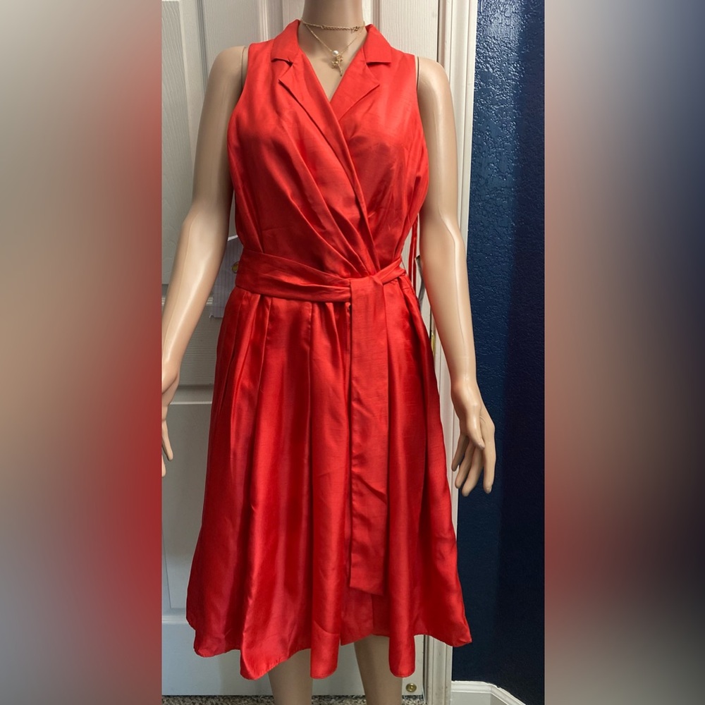 Evan Picone Vibrant Red Midi Dress